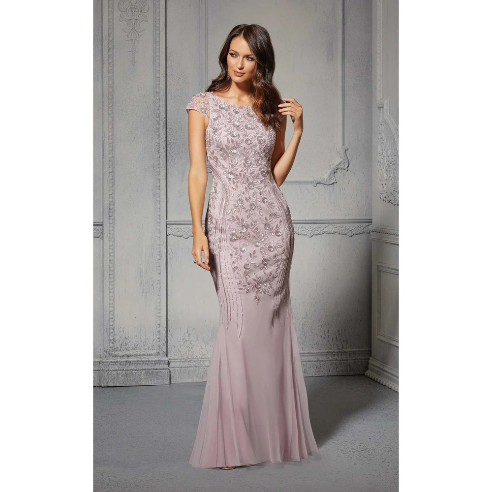 NWT $440 MGNY Morilee [ 20 ] 72405 Short Sleeve Beaded Gown Dusty Rose S2192